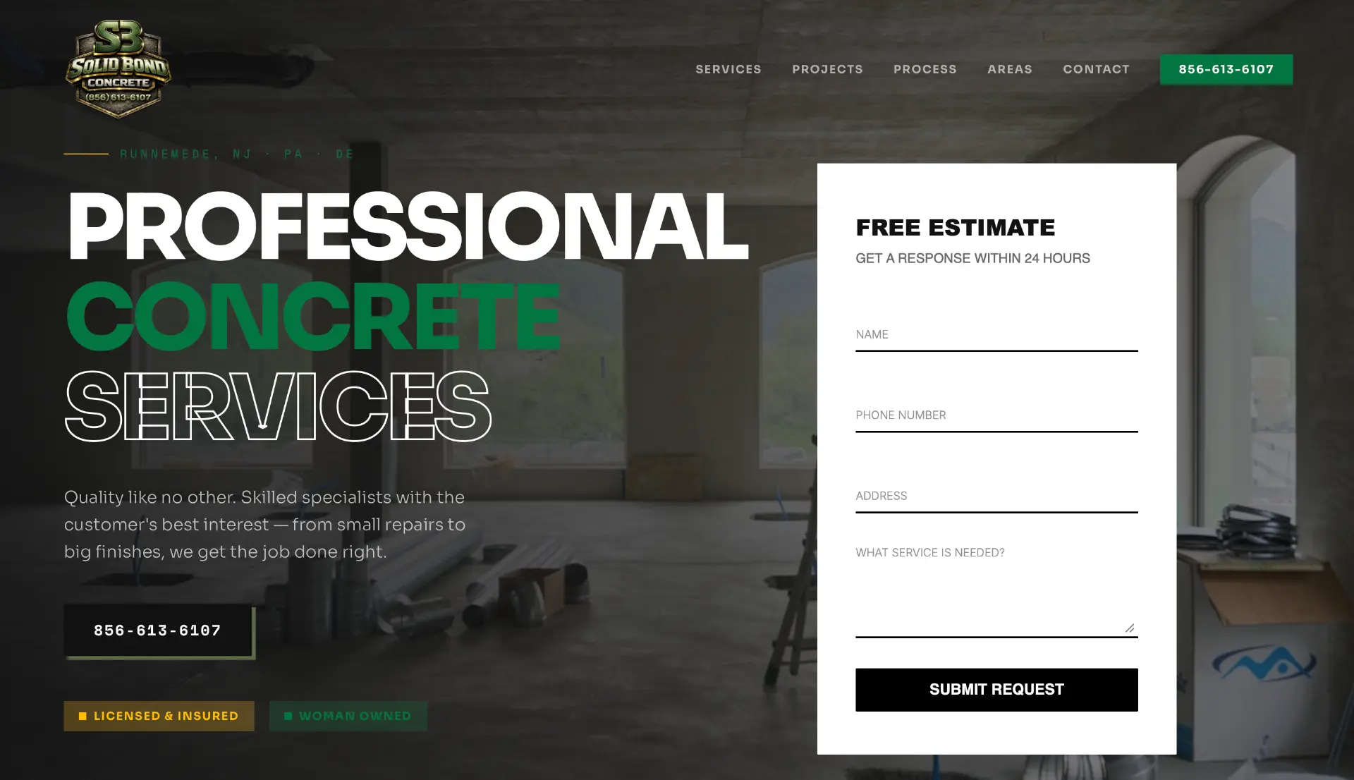 Solid Bond Concrete website screenshot
