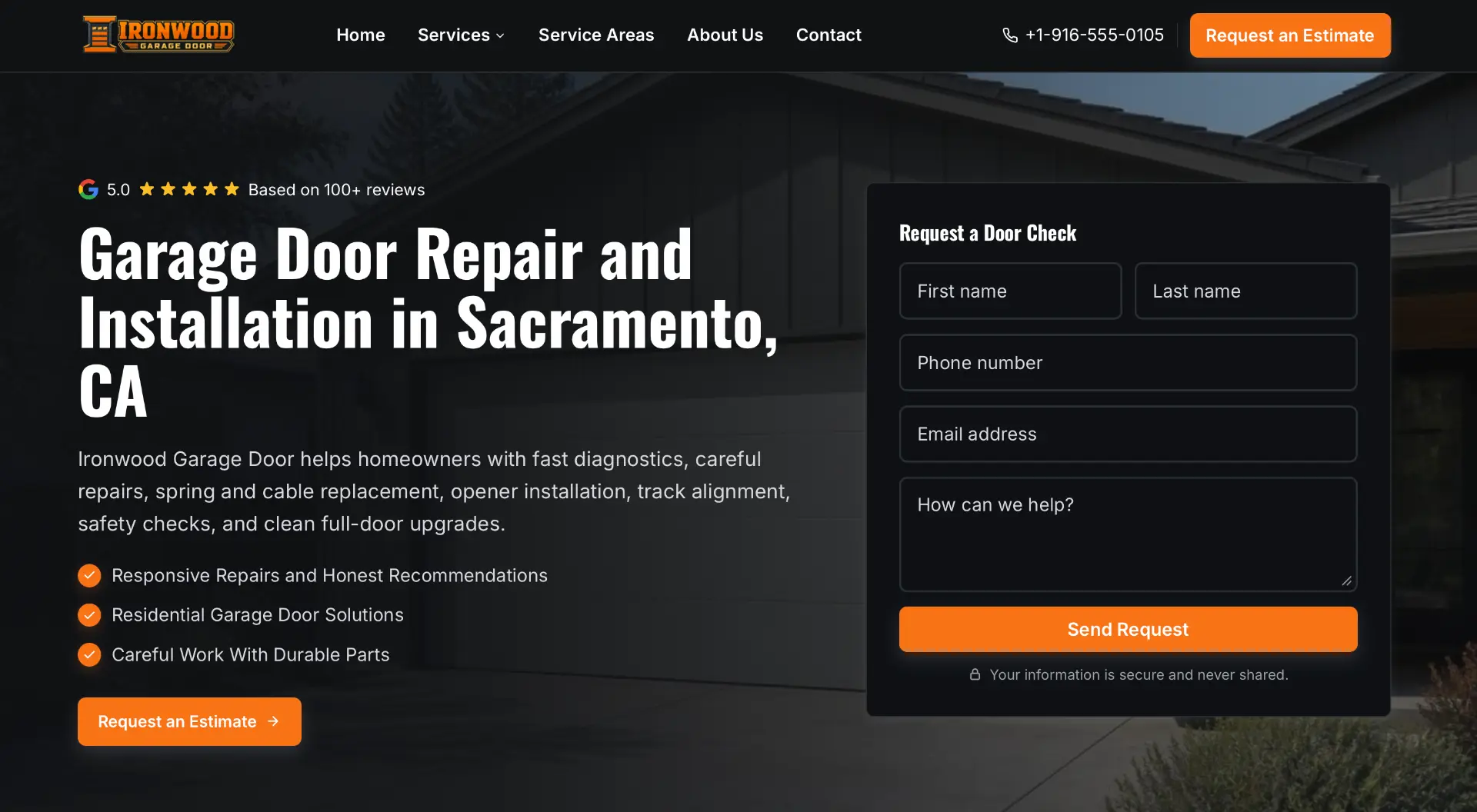 Ironwood Garage Door website screenshot