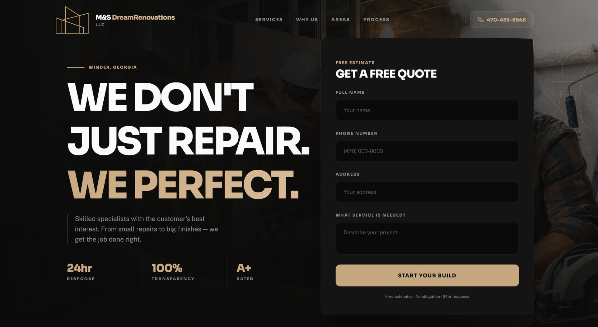 M&S Dream Renovations website screenshot